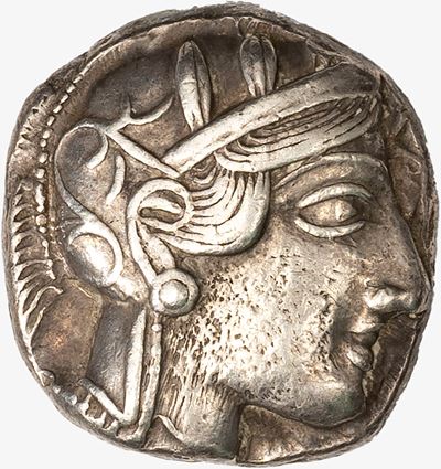 Attica, Tetradramma con testa di Atena e civetta, 454-404 a.C.