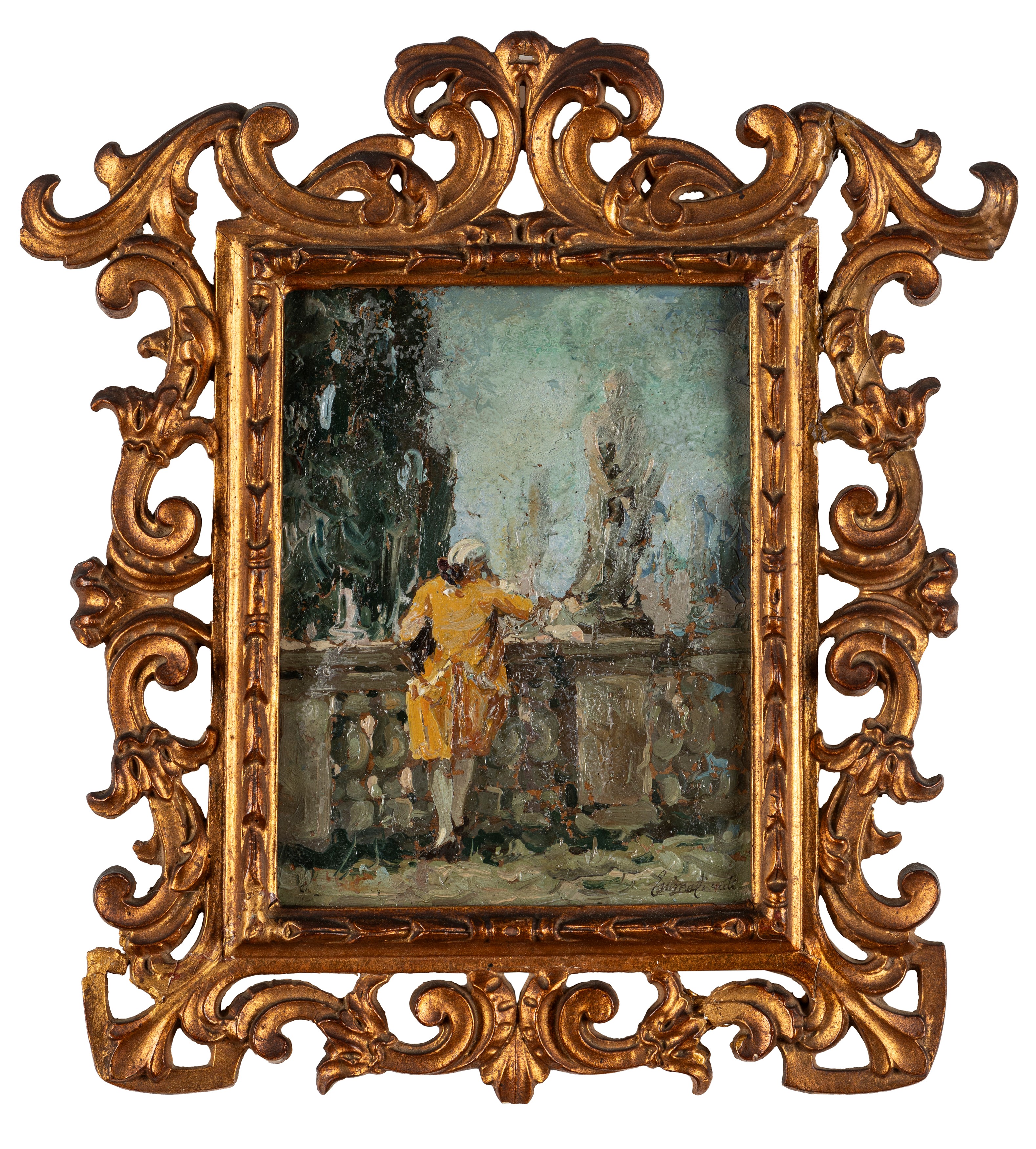 Emma Ciardi - Gentiluomo al parco, olio su cartone