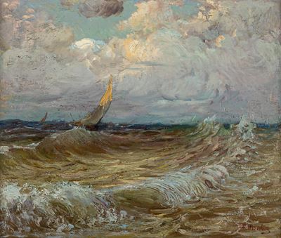 Traversata difficile, olio su tavola