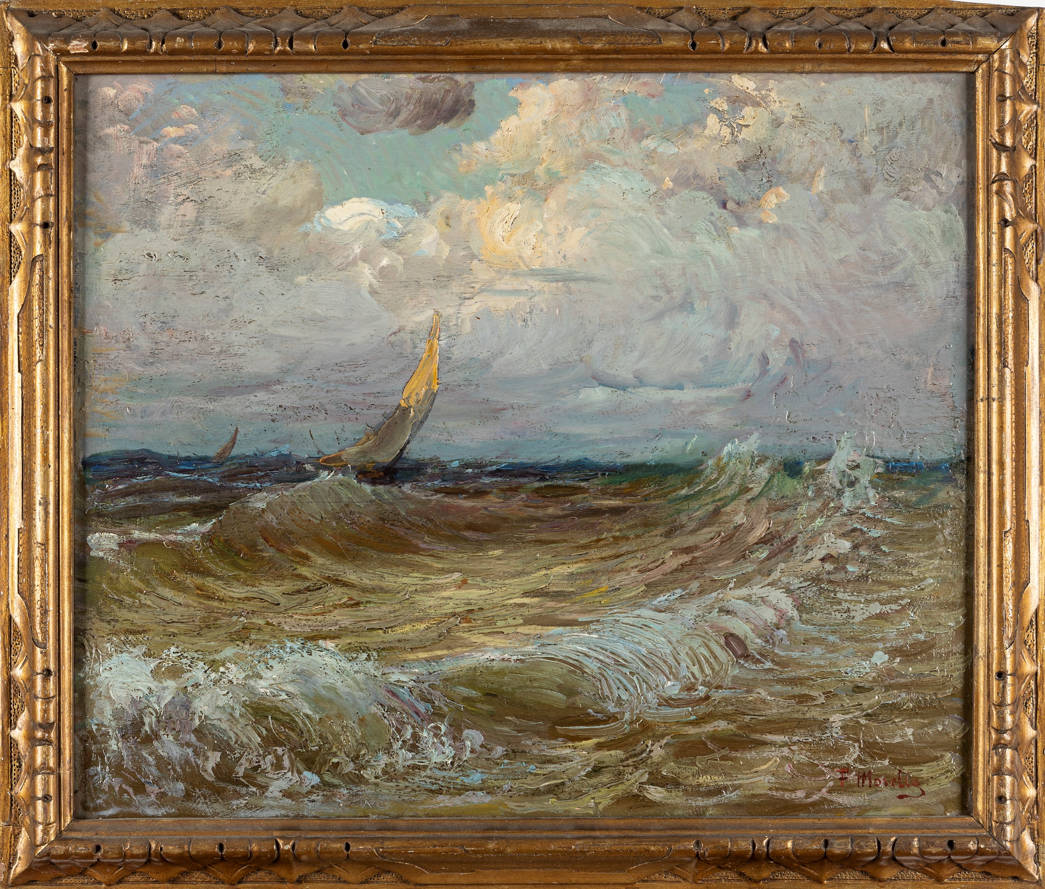 Federico Morello - Traversata difficile, olio su tavola