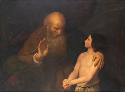 Scena biblica, olio su tela