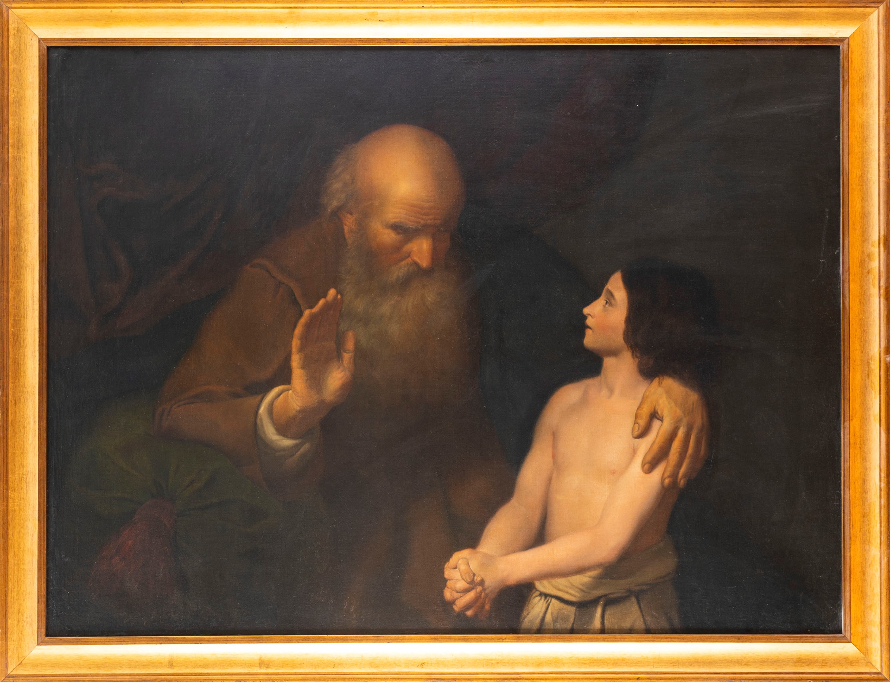 Pittore Caravaggesco Olandese, Secolo XVII - Scena biblica, olio su tela