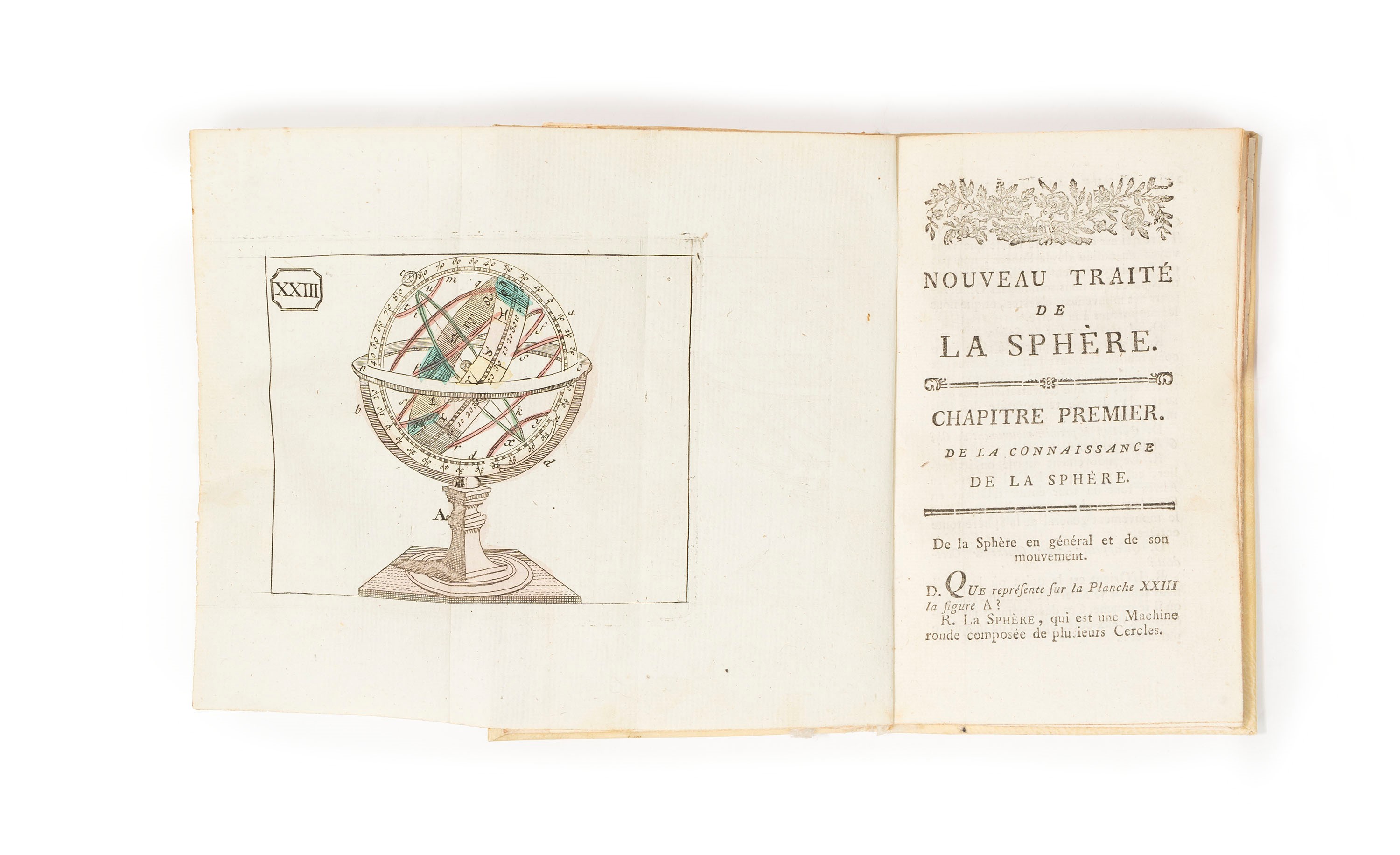 Nouveau traité de la sphere, 1784 - Jean-Marie Bruyset, con due tavole incise e colorate