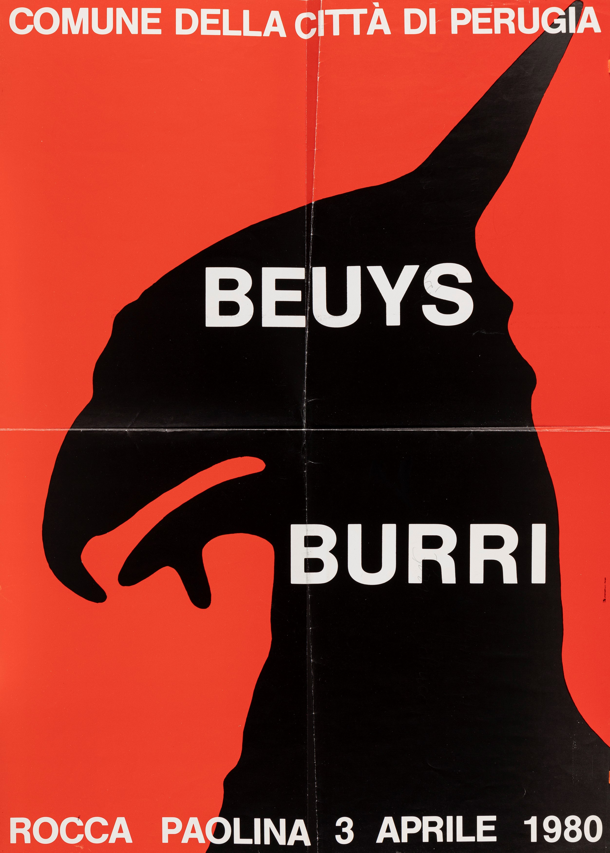 Joseph Beuys (rif.) - Manifesto pieghevole e catalogo dell'incontro con Burri a Perugia
