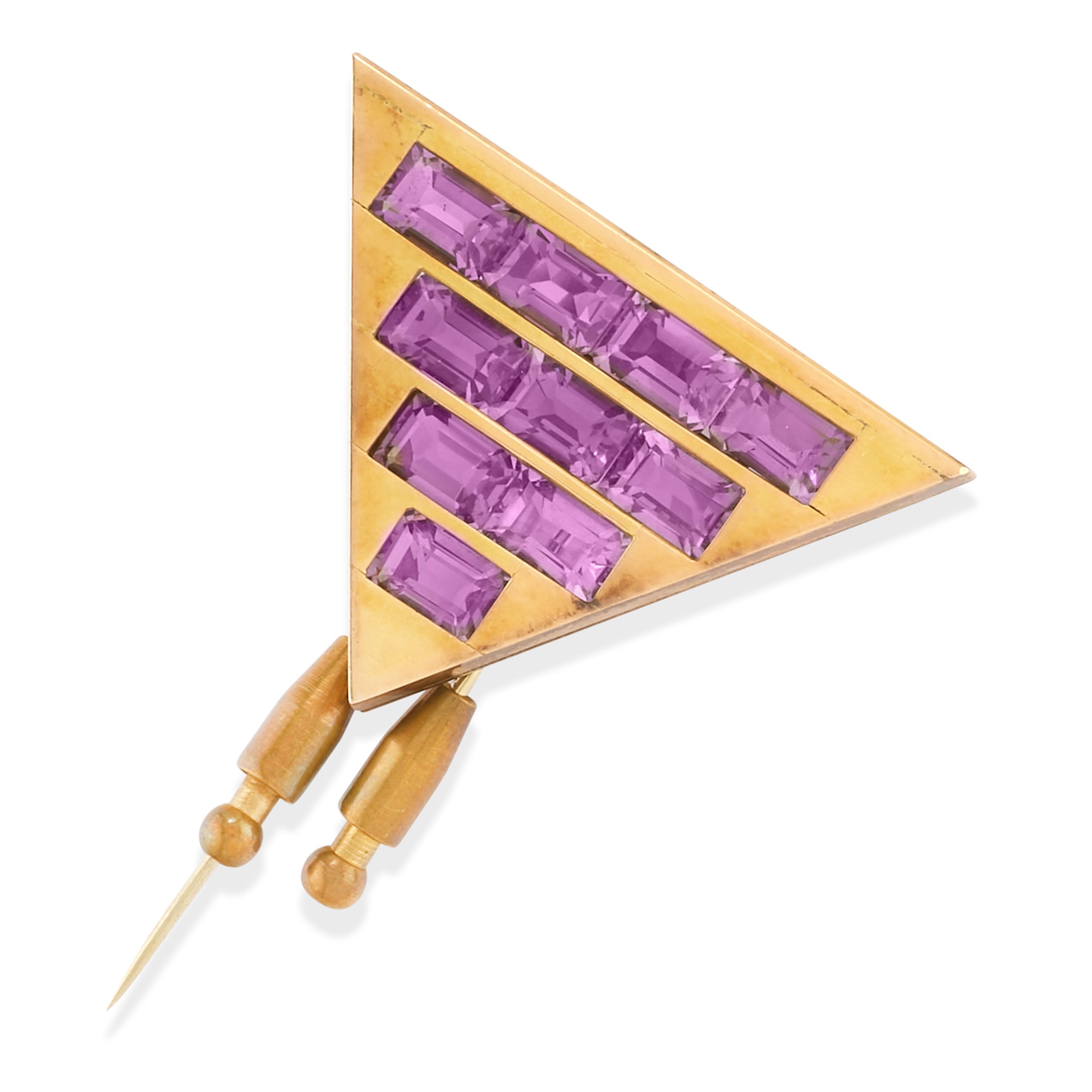 Tre spille in oro rosso 14k con pietre preziose