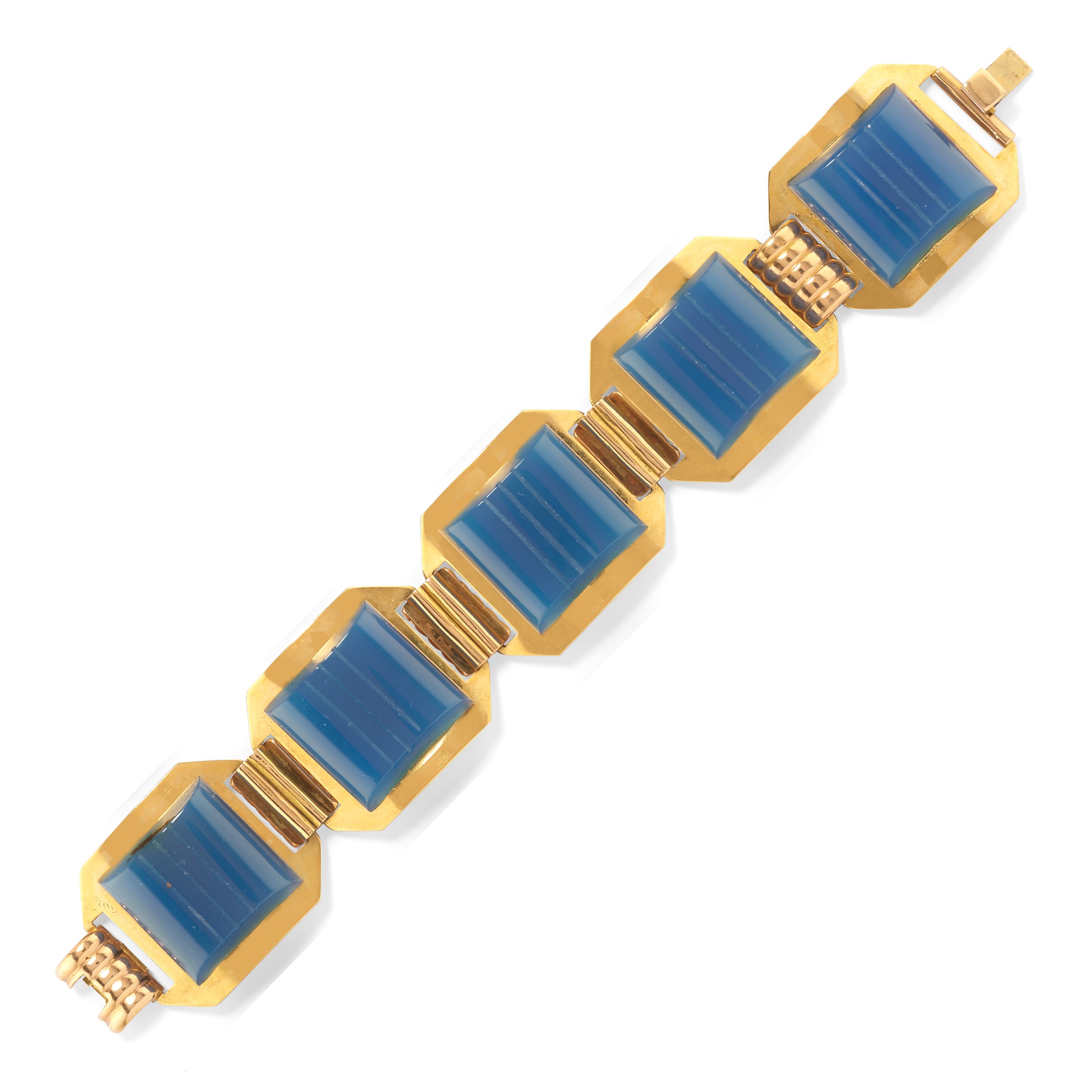 Tre bracciali in oro 18k con inserti colorati