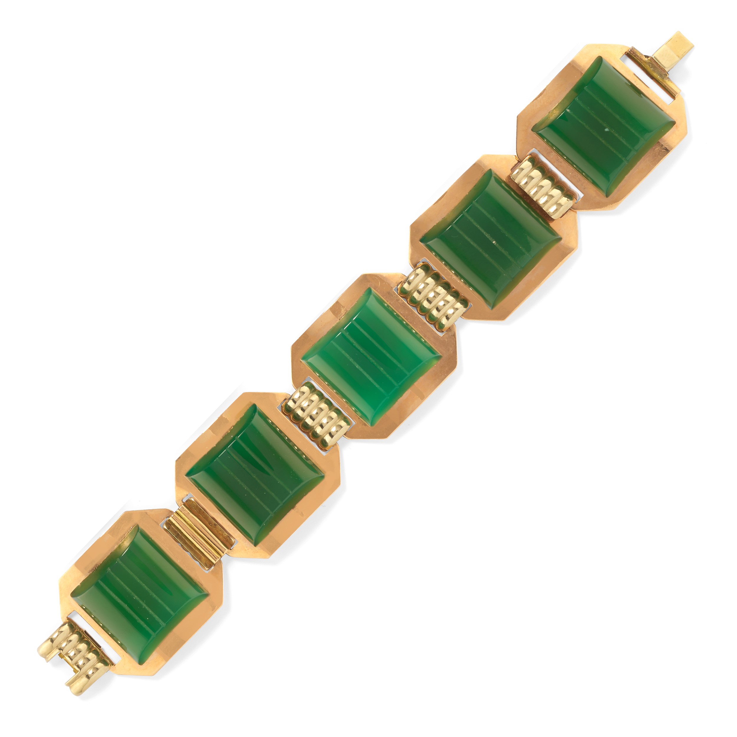 Tre bracciali in oro 18k con inserti colorati