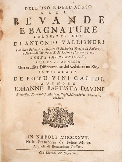 Vallisneri, Dell'uso e dell'abuso delle bevande e bagnature calde o fredde