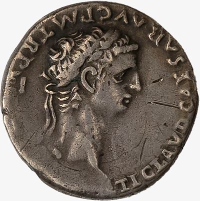 CLAUDIO, Denario databile agli anni 49-50 d.C., argento, gr. 2,74, diam. 18 mm