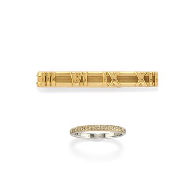 Tiffany, Fermacravatte in oro bicolore 18k e Gucci, Anello con diamanti taglio brillante