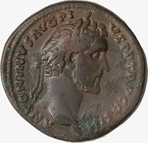 Sesterzio databile al 140-144 d.C.