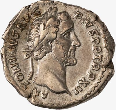 Impero Romano, Denario di Antonino Pio databile al 148-149 d.C.