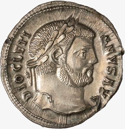 DIOCLEZIANO, Argenteo databile al 302 d.C., Zecca di Thessalonika