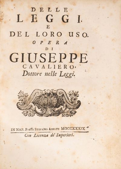 Delle leggi, e del loro uso, edizione originale del 1739