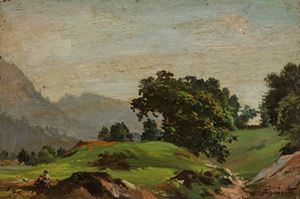 Tominetti Achille - Landscape with figures