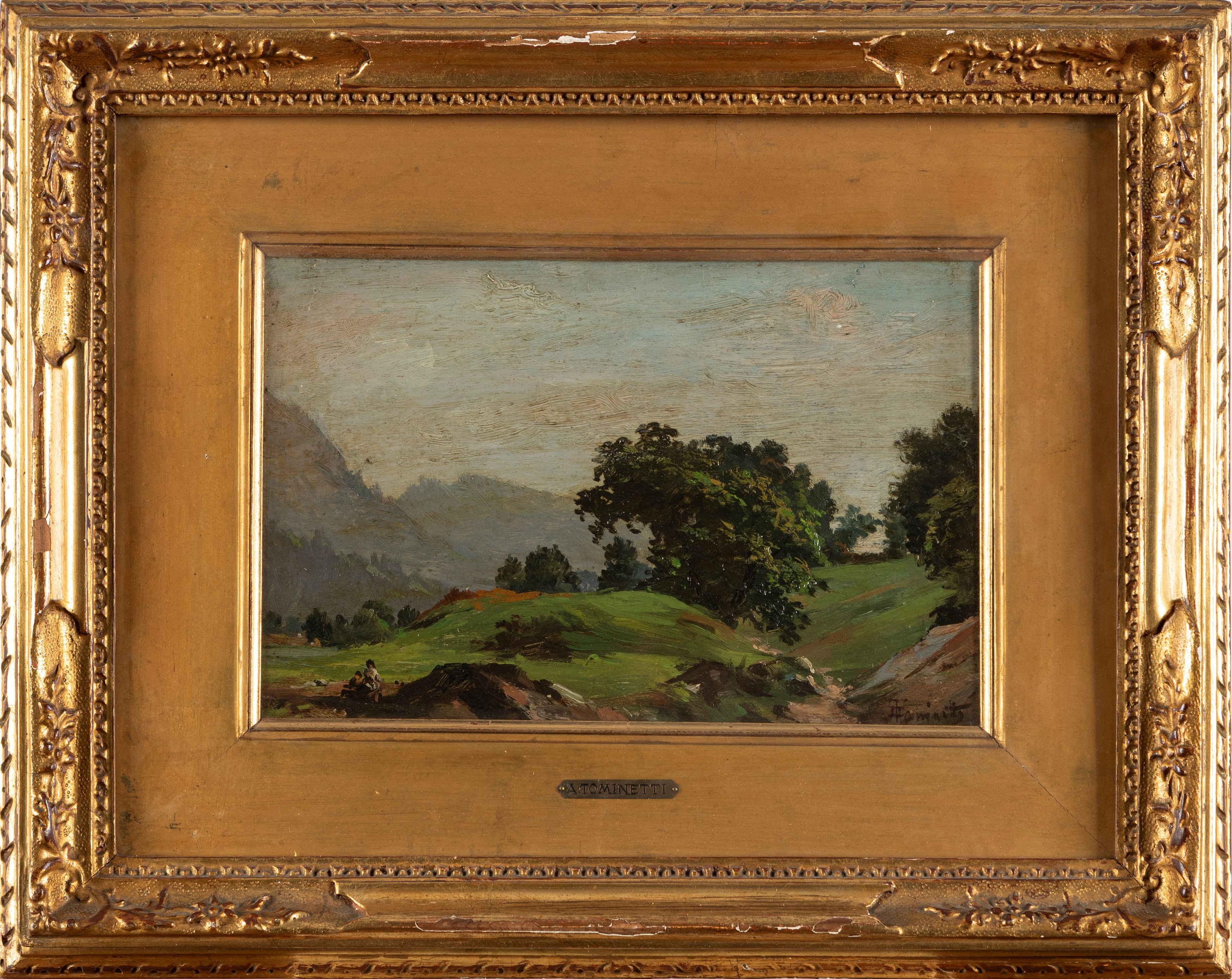 Achille Tominetti - Paesaggio con Figure