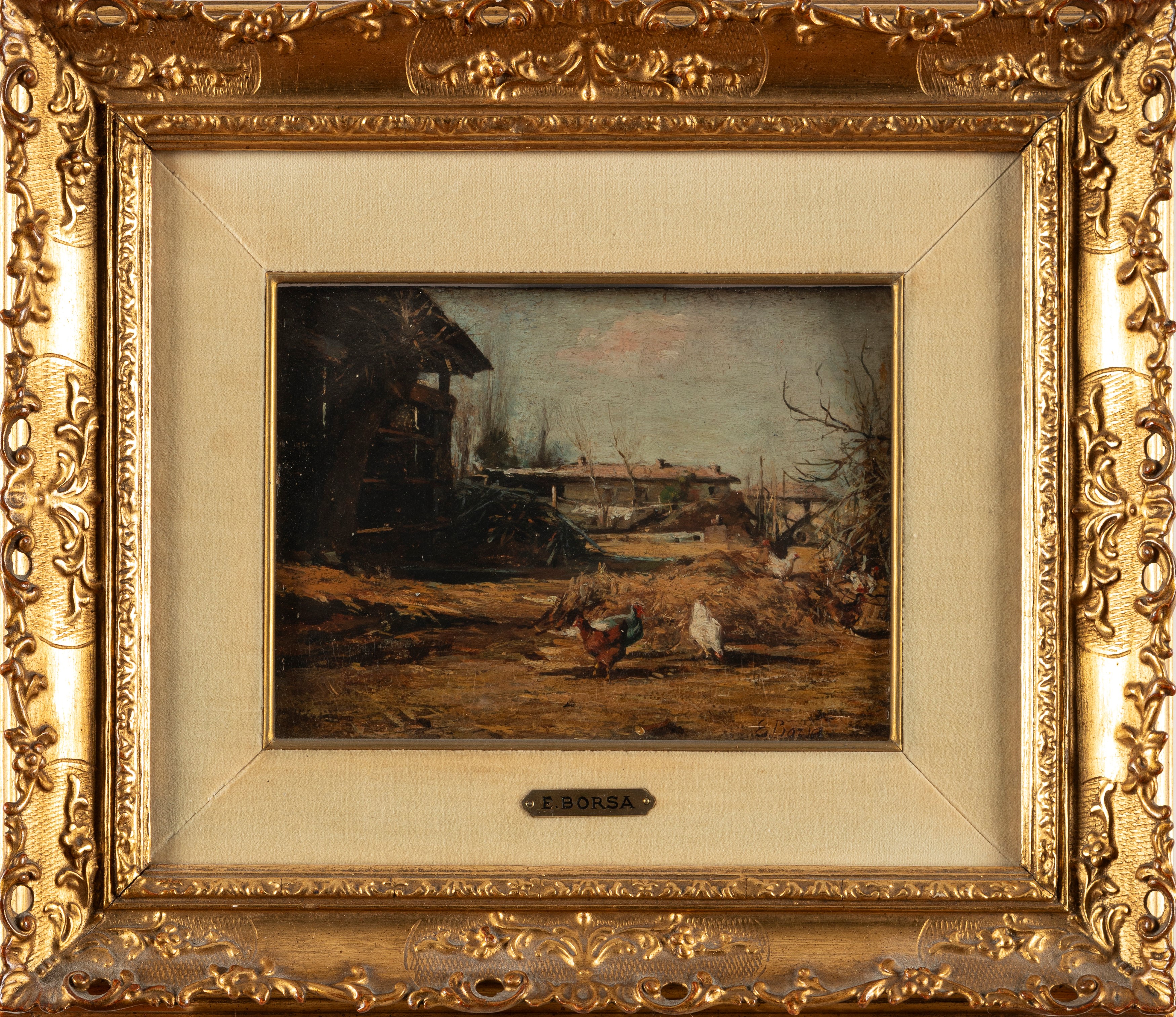 Emilio Borsa - Campagna Lombarda (cortile di Cascina)