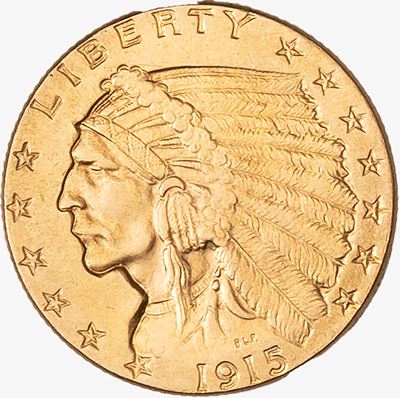 Moneta da 2 1/2 dollari 'Indian Head', oro 1915