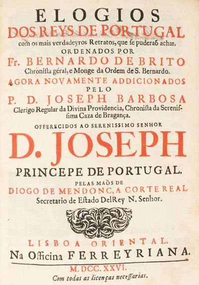Elogios dos Reys de Portugal - 1726