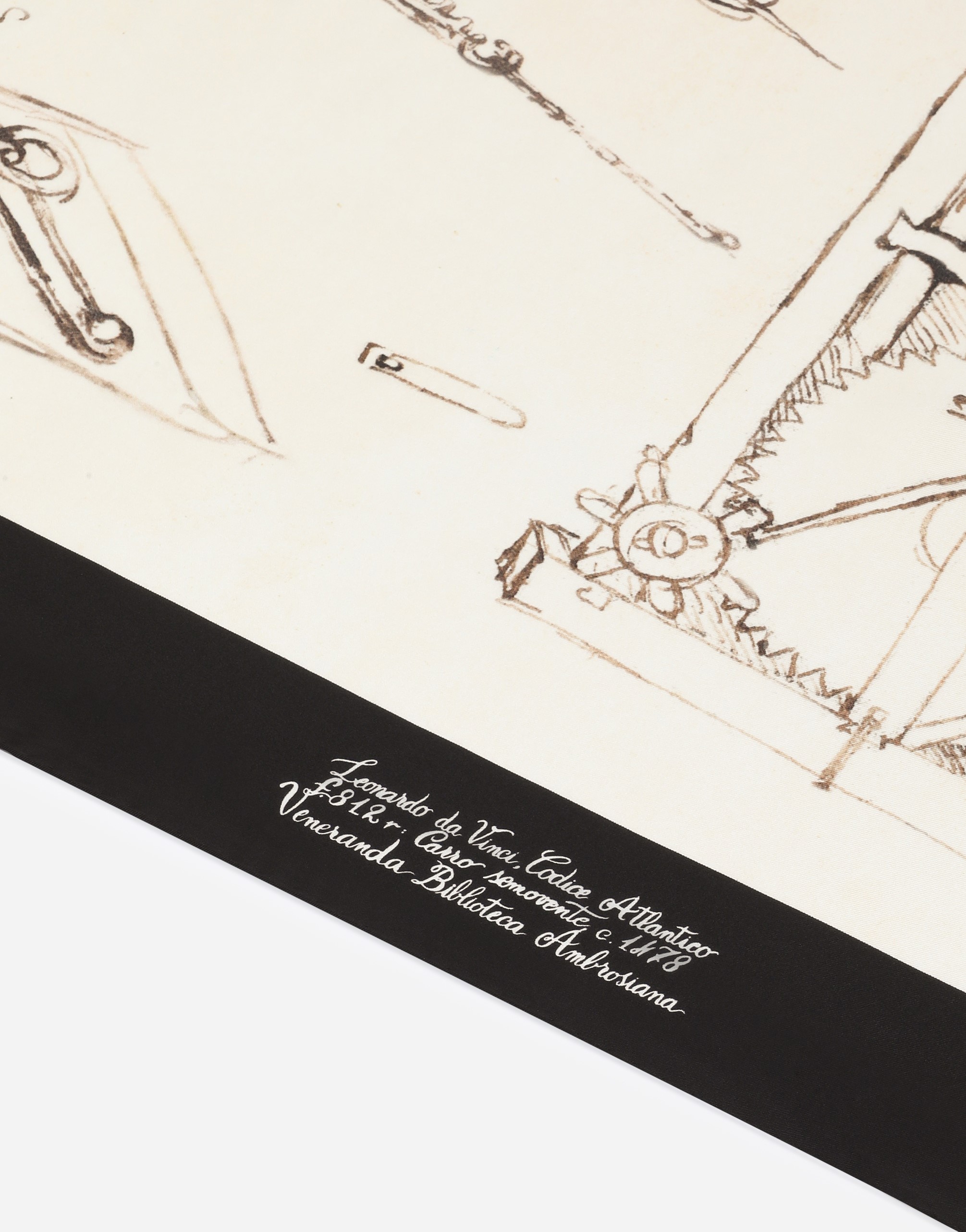Dolce&gabbana Alta Sartoria - Foulard in twill di seta, Carro semovente di Leonardo Da Vinci