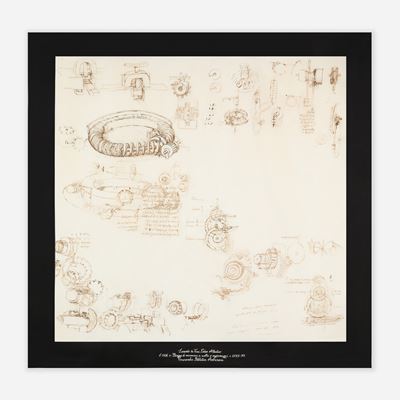 Foulard Dolce&Gabbana, Disegni di meccanismi a molla e ingranaggi di Leonardo Da Vinci