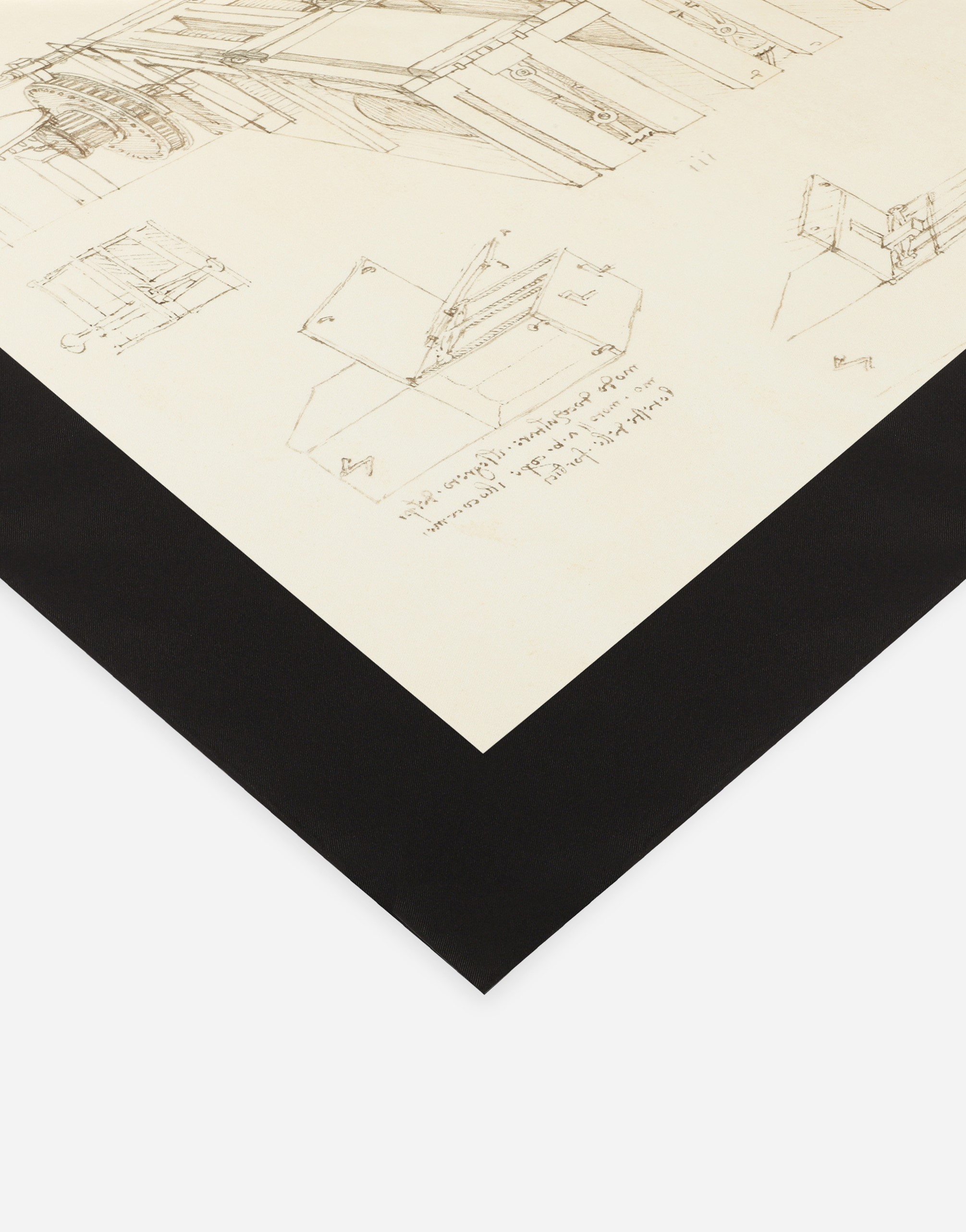 Dolce&gabbana Alta Sartoria - Foulard in twill di seta, esemplare unico con disegni di Leonardo D...