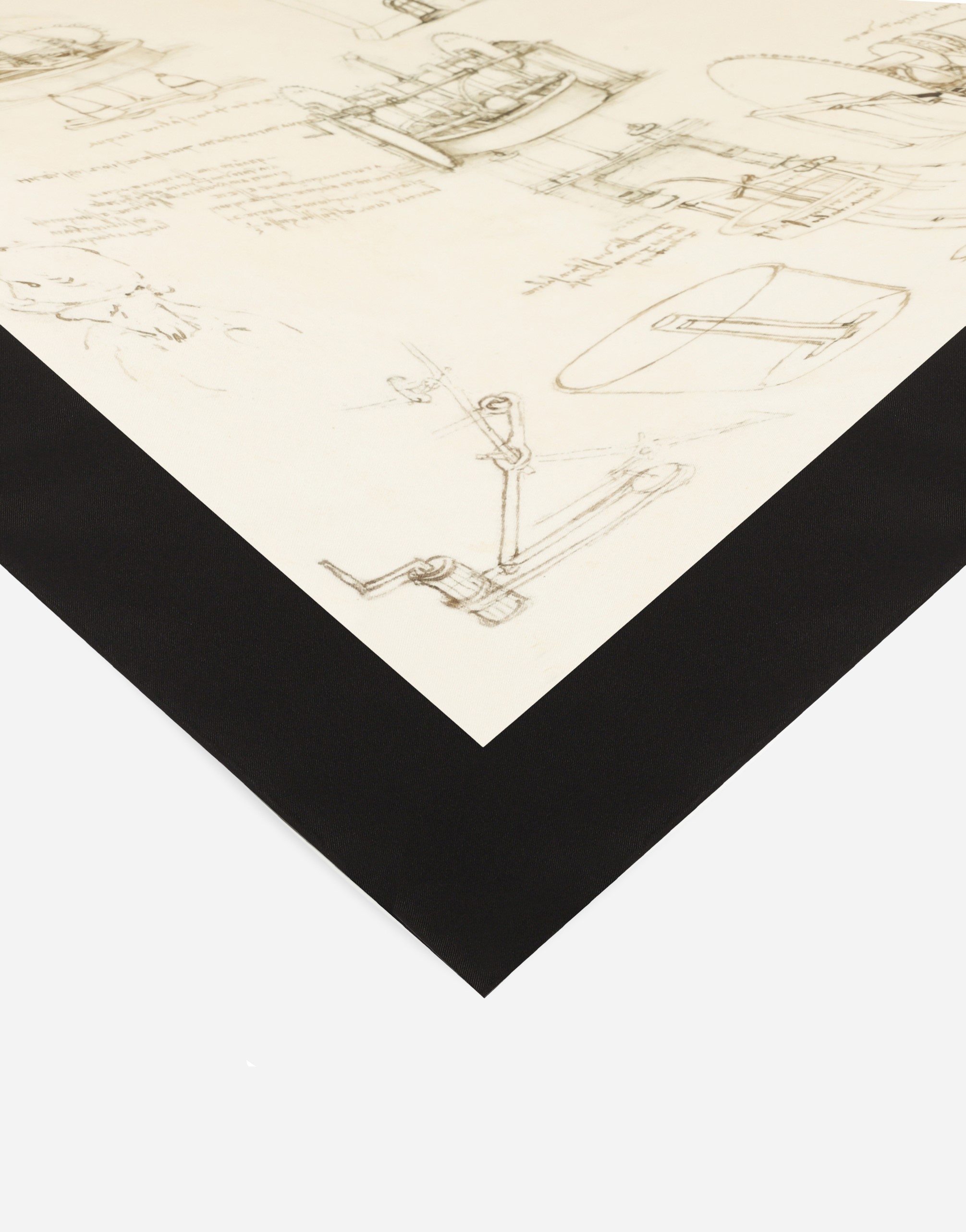 Dolce&gabbana Alta Sartoria - Leonardo da Vinci, Foulard esemplare unico f. 1069 r: Pompe idrauli...