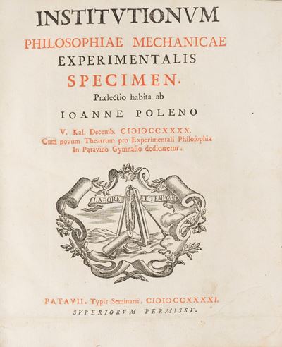 Institutionum philosophiae mechanicae experimentalis specimen, 1741