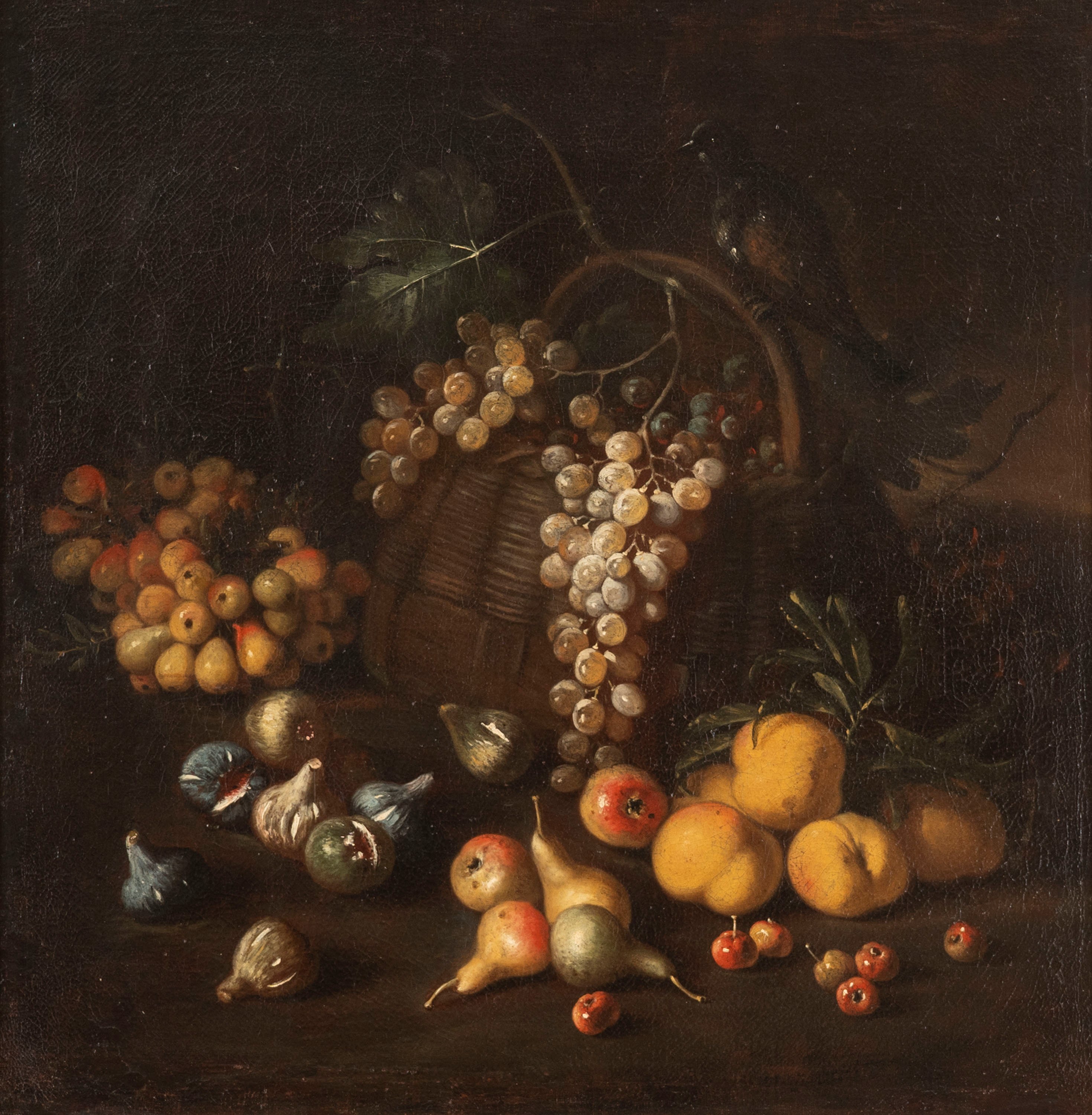 Scuola Lombarda, Secolo XVII - Autore sconosciuto, Coppia di nature morte en plein air, olio su t...