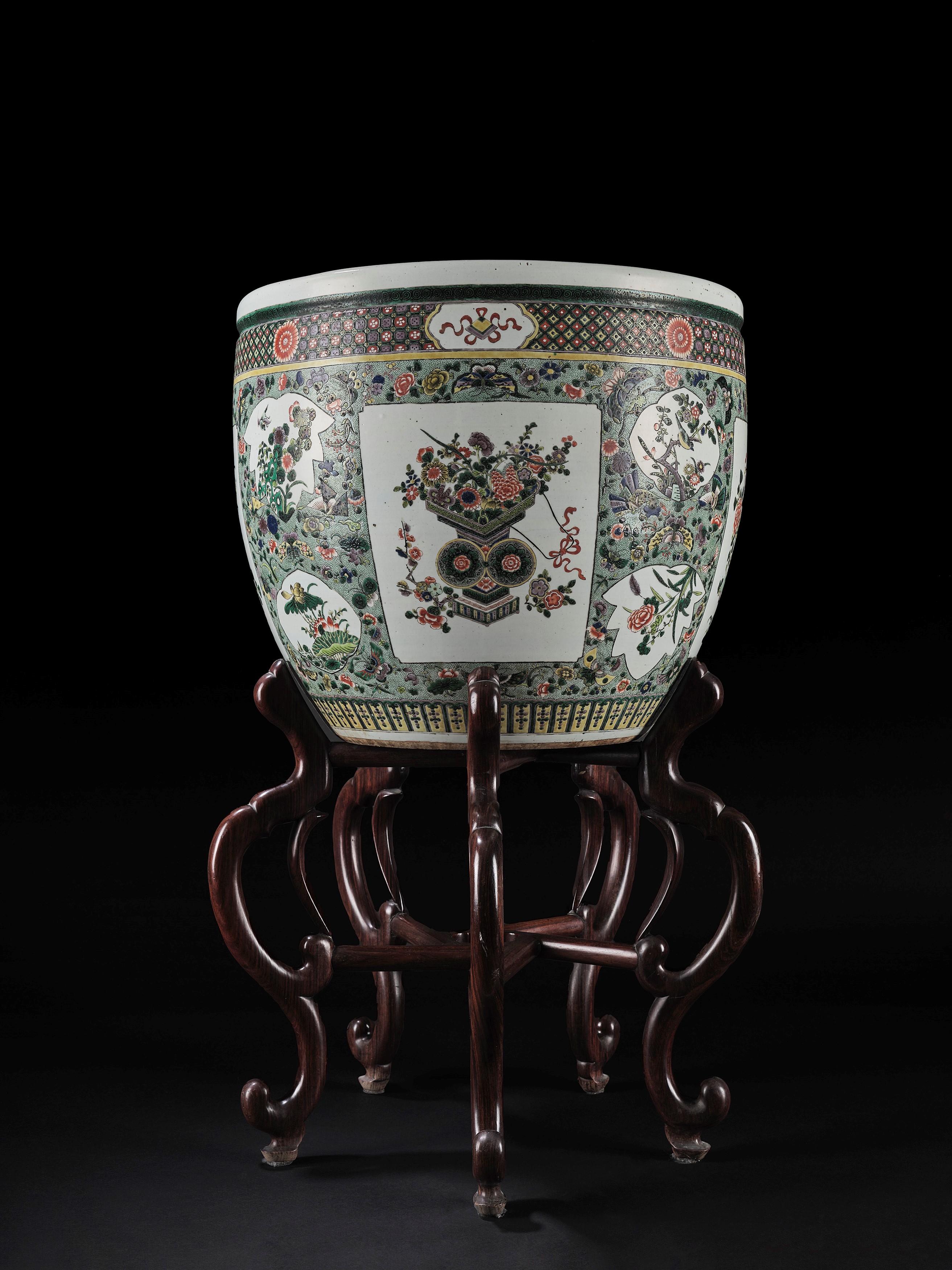 Grande CACHEPOT IN PORCELLANA FAMIGLIA VERDE