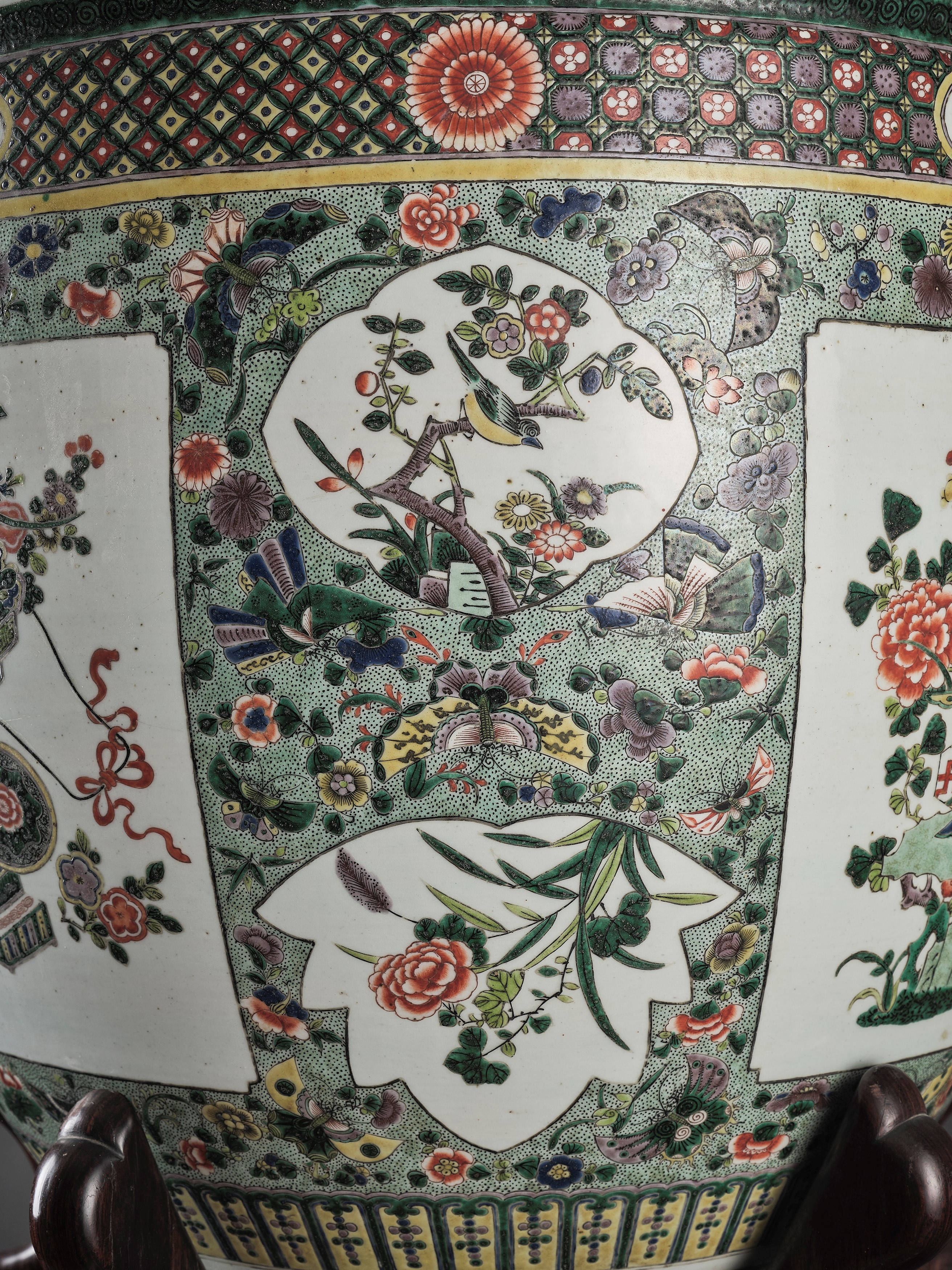 Grande CACHEPOT IN PORCELLANA FAMIGLIA VERDE