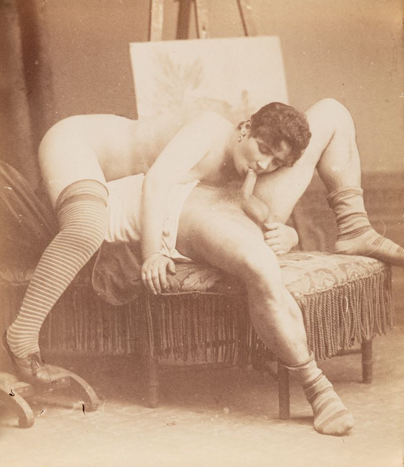 Anonimo - Senza titolo (Scena erotica), Stampa all'albumina, cm 14 x 12, anni 1900