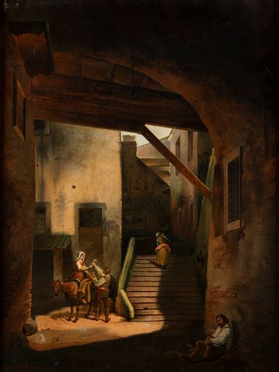 Scena popolare, olio su tela