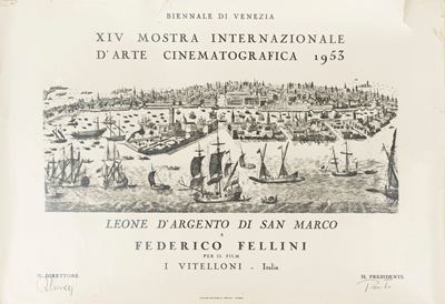 Fellini, Leone d'Argento di San Marco per 'I Vitelloni', Biennale di Venezia XIV Mostra Internazi...