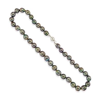 Collana con perle barocche coltivate Tahiti, oro bianco 18k