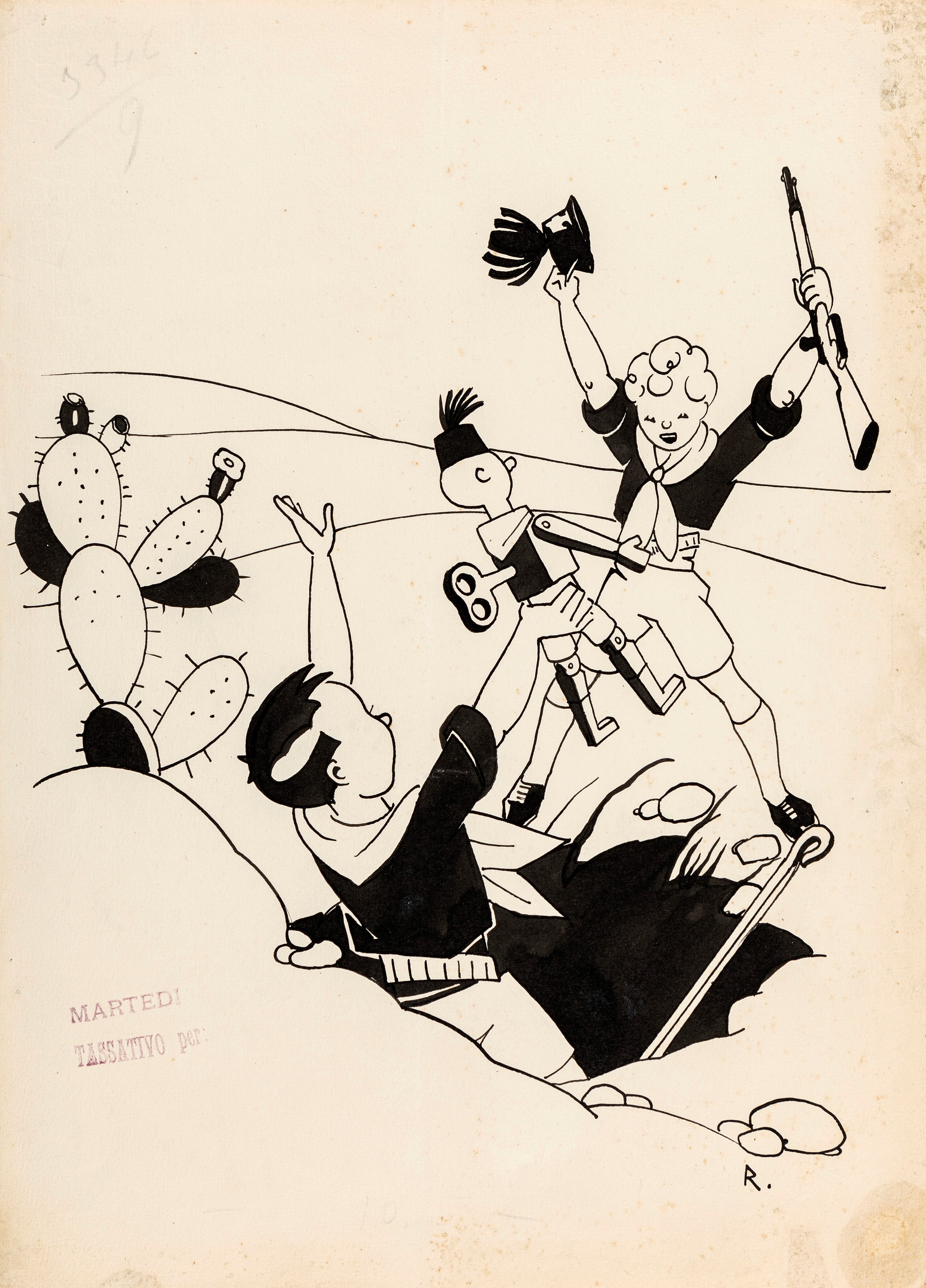 Giuseppe Riccobaldi Balilla in the dunes of Ethiopia 30's Masters