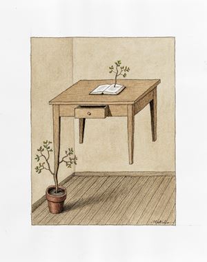 The book is on the table