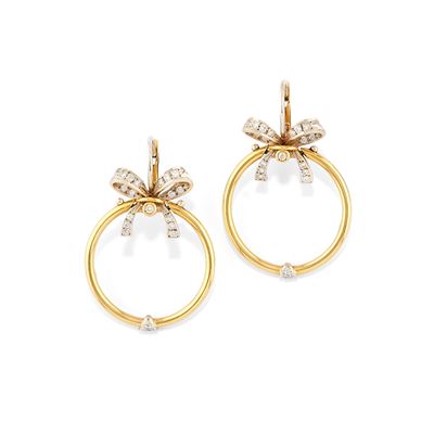 Orecchini in oro bicolore 18k con diamanti brillanti