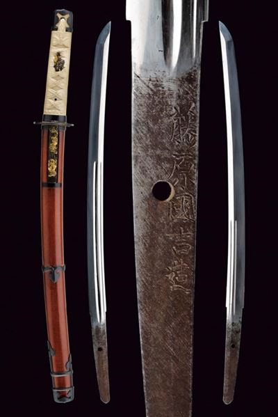 Wakizashi con Firma Fujiwara Kuniyoshi -tsukuru o Koreo