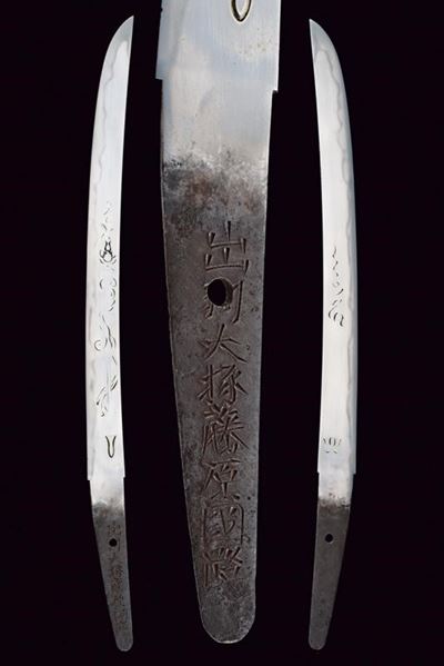 Wakizashi in Shirasaya, Mei: Dewa Daijo Fujiwara Kunimichi
