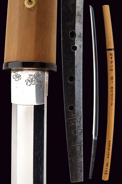 Interessante Katana in Shirasaya, Mei: Etchu No Kami Masatoshi
