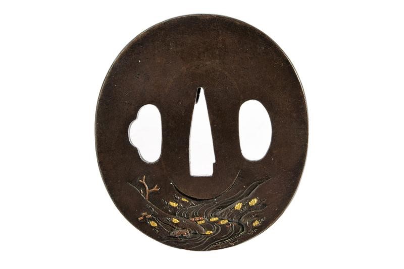 Tsuba in Shibuichi, Mei: Hirochika