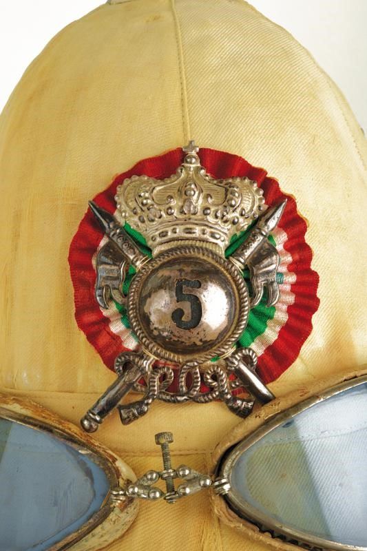 An officer's colonial helmet of the 5th lancer's regiment of Novara ...