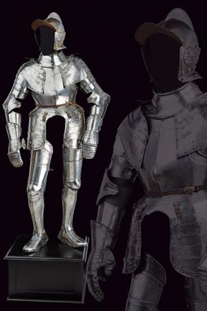 An infantry officer's full armour with embossed decoration