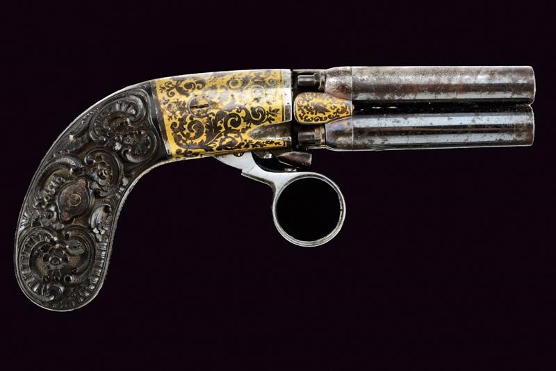 Raro Pepperbox Revolver a Luminello in Cassetta