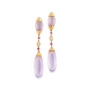 Quartz pendant earrings