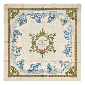 Courbettes et Cabrioles silk twill scarf