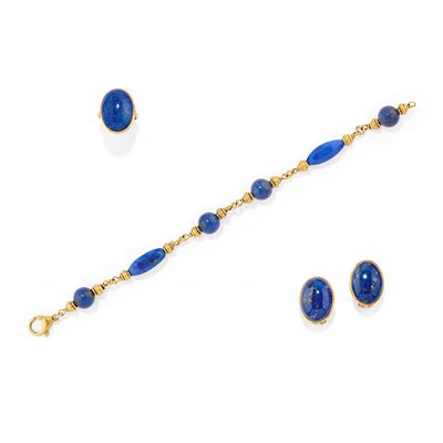 Demi parure in oro bicolore 18k con lapislazzuli