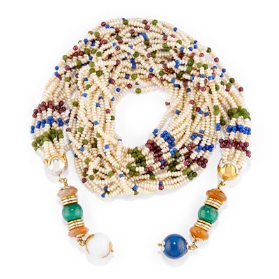 Collana di perle coltivate in oro bicolore 18k