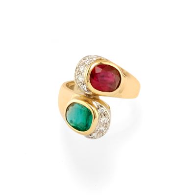 Anello con Rubino e Smeraldo